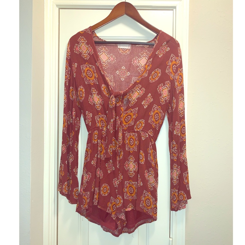 Altar’d State Maroon Print Romper